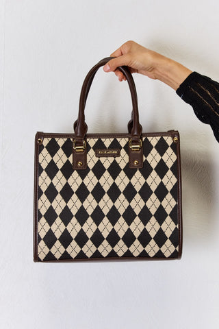 David Jones Argyle Pattern PU Leather Handbag Trendsi