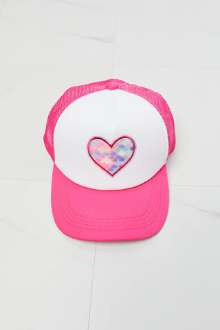 Fame Falling For You Trucker Hat in Pink Trendsi