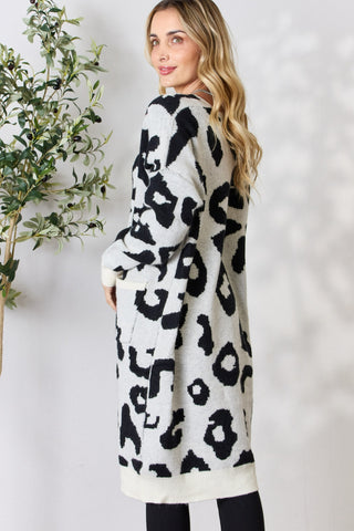 BiBi Leopard Open Front Cardigan Trendsi