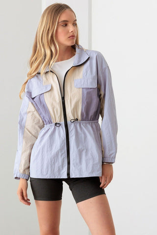 Le Lis Color Block Collared Wind Breaker Jacket Trendsi