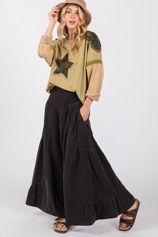 SAGE + FIG High Rise Corduroy Wide Leg Pants Trendsi