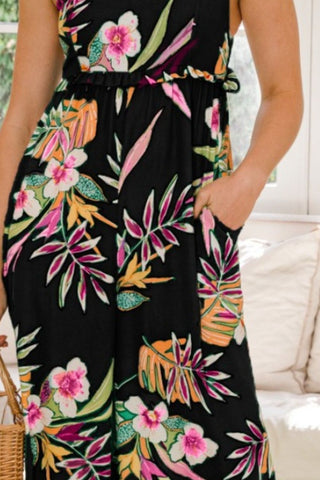 ODDI Full Size Floral Sleeveless Wide Leg Jumpsuit Trendsi