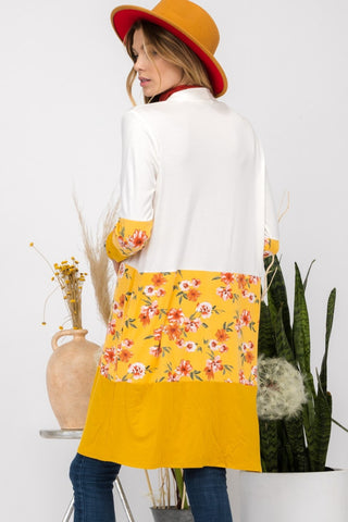 Celeste Full Size Floral Color Block Open Front Cardigan Trendsi