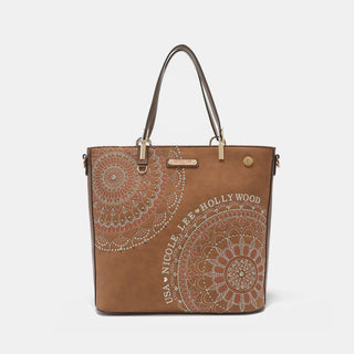 Nicole Lee USA Metallic Stitching Embroidery Inlaid Rhinestone Tote Bag Trendsi