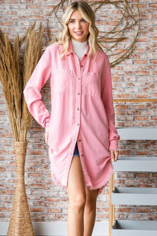 Veveret Button-Up Shirt Dress Trendsi