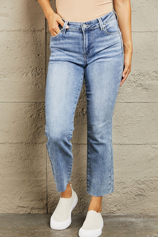 BAYEAS Mid Rise Cropped Slim Jeans Trendsi