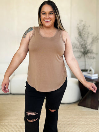 Basic Bae Full Size Round Neck Curved Hem Tank Trendsi