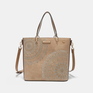 Nicole Lee USA Metallic Stitching Embroidery Inlaid Rhinestone Tote Bag Trendsi