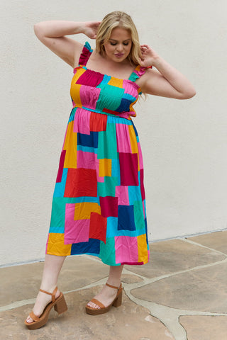 And The Why Multicolored Square Print Summer Dress Trendsi