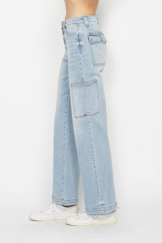 Judy Blue Full Size High Waist Straight Cargo Jeans Trendsi