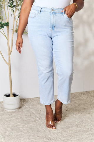 BAYEAS Full Size High Waist Straight Jeans Trendsi