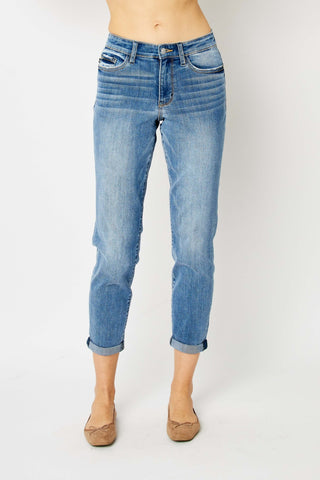 Judy Blue Full Size Cuffed Hem Slim Jeans Trendsi