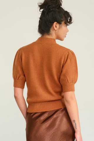 HYFVE Mock Neck Puff Sleeve Sweater Trendsi