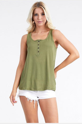 Ninexis Square Neck Half Button Tank Trendsi