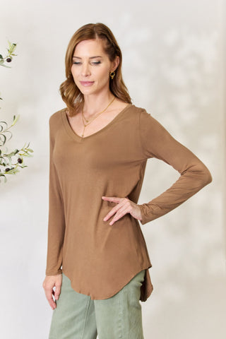 Zenana Full Size Long Sleeve V-Neck Top Trendsi