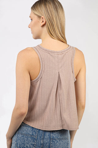 VERY J V-Neck Knit Swing Cropped Tank Trendsi