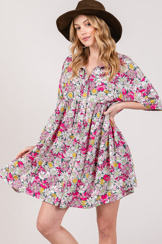 SAGE + FIG Floral Button Down Mini Shirt Dress Trendsi