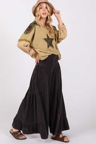 SAGE + FIG High Rise Corduroy Wide Leg Pants Trendsi