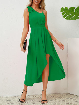 Bow Asymmetrical Neck Sleeveless Dress Trendsi