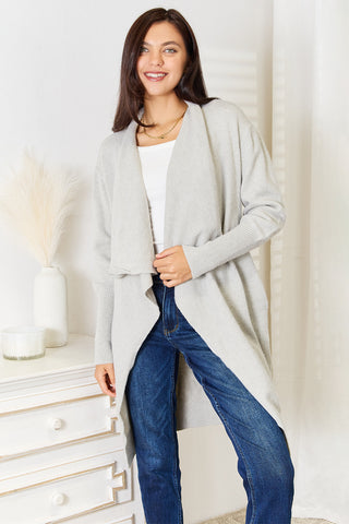 Angel Wings Open Front Duster Cardigan with Pockets Trendsi