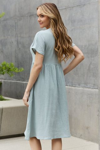 Sweet Lovely By Jen Full Size Button Down Midi Dress Trendsi