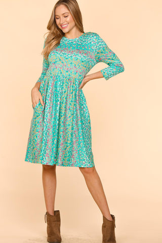 Haptics Round Neck Floral Dress with Pockets Trendsi