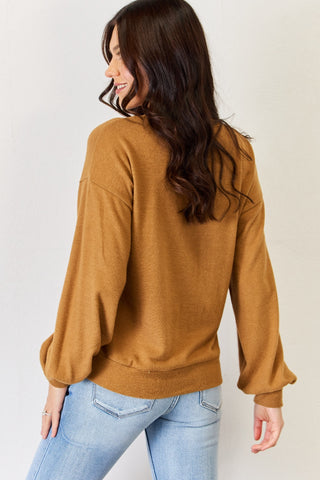 HYFVE Round Neck Long Sleeve Top Trendsi