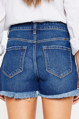 Kancan High Rise Frayed Hem Denim Shorts Trendsi