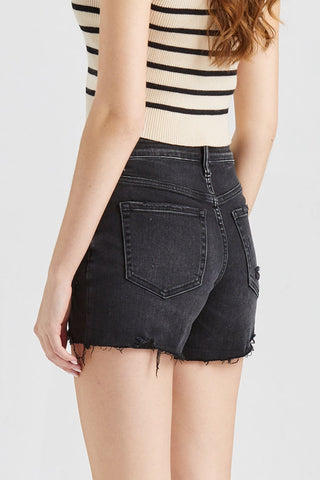 BAYEAS Stepped Waist Raw Hem Denim Shorts Trendsi