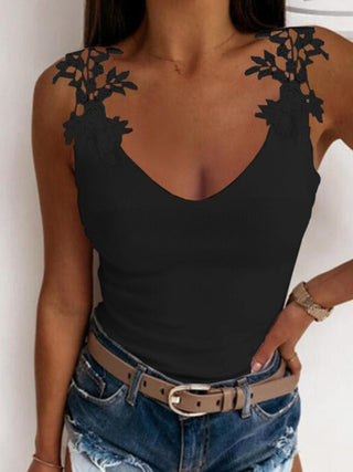 Full Size Lace Detail Scoop Neck Tank Trendsi