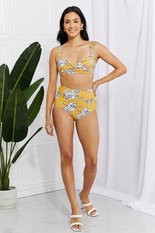 Marina West Swim Take A Dip Twist High-Rise Bikini in Mustard Trendsi