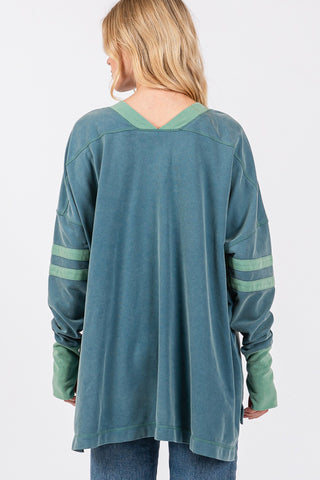 SAGE + FIG Mineral Wash Side Slit Contrast Top Trendsi