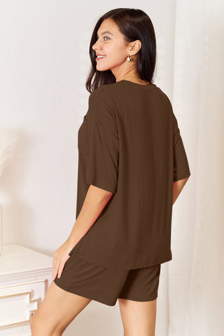 Basic Bae Full Size Soft Rayon Half Sleeve Top and Shorts Set Trendsi