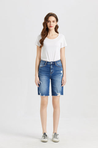 BAYEAS Full Size Super High Rise Denim Bermuda Shorts Trendsi