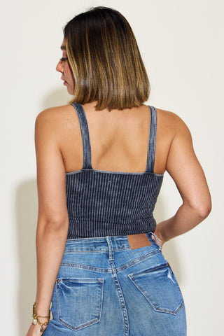 Zenana Ribbed Washed Square Neck Tank Trendsi