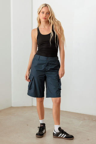 Le Lis Navy Cargo Bermuda Shorts Trendsi