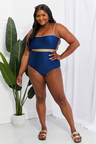 Marina West Swim Wave Break Contrast Trim One-Piece Trendsi