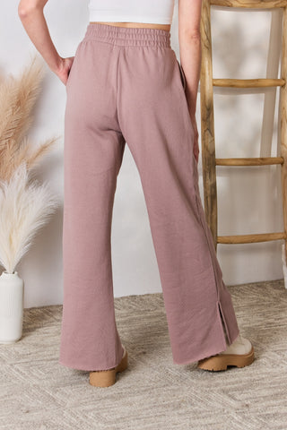 RISEN High Waist Slit Wide Leg pants Trendsi