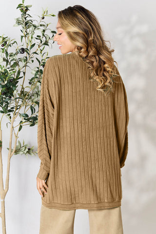 Basic Bae Full Size Ribbed Cocoon Cardigan Trendsi