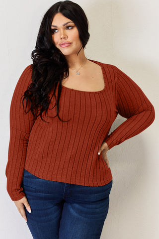 Basic Bae Full Size Ribbed Long Sleeve T-Shirt Trendsi