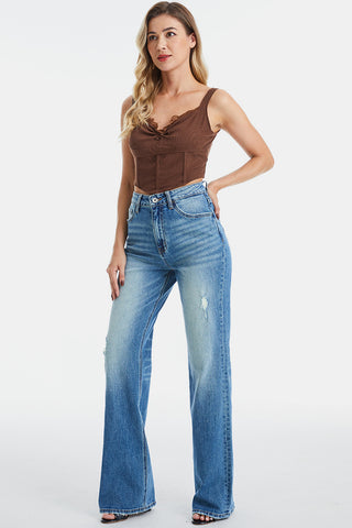 BAYEAS Full Size Ultra High-Waist Gradient Bootcut Jeans Trendsi