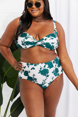 Marina West Swim Take A Dip Twist High-Rise Bikini in Forest Trendsi