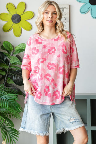 HOPELY Print Waffle Oversized T-Shirt Trendsi