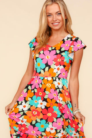 Haptics Floral Midi Dress with Side Pockets Trendsi