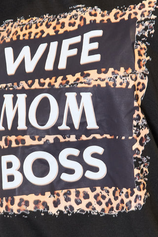 Simply Love WIFE MOM BOSS Leopard Graphic T-Shirt Trendsi