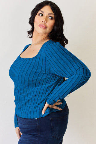 Basic Bae Full Size Ribbed Long Sleeve T-Shirt Trendsi