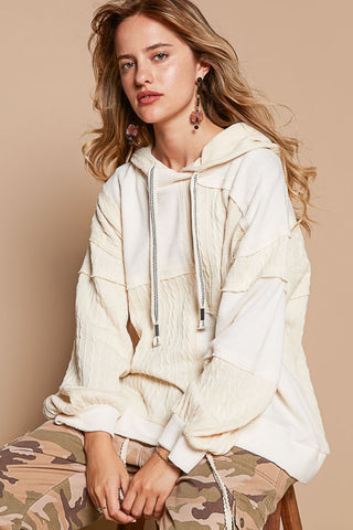 POL Exposed Seam Hooded Knit Top Trendsi