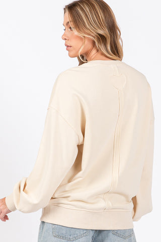 SAGE + FIG LOVE Path Applique Drop Shoulder Sweatshirt Trendsi