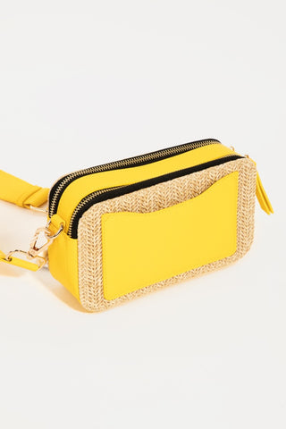 Fame Straw Contrast Crossbody Bag Trendsi