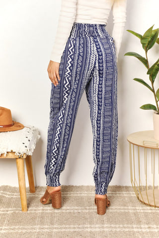 Perfee Geometric Print Tassel High-Rise Pants Trendsi